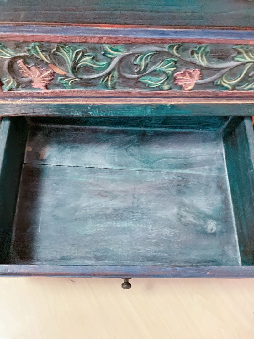 彫刻　アンティーク　木製　チェスト　ベンチ　飾り棚　インドネシア家具　アジア家具