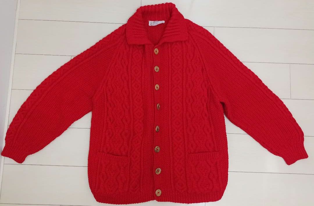 【値下げ】INVERALLANインバーアラン　カーディガン　赤レッド　メンズ