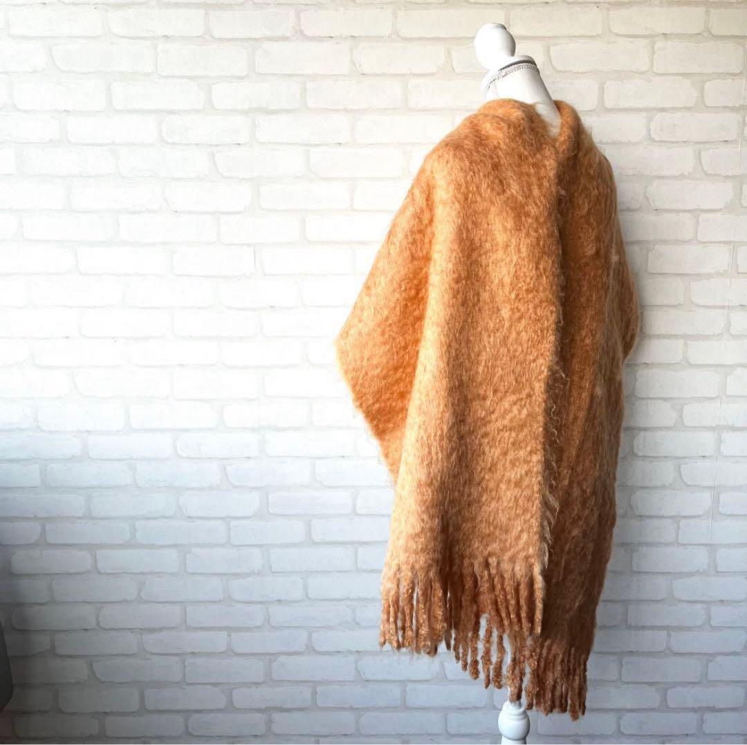 【あめ】ASAUCE MELER／フリンジ 大判ストール《オレンジ》