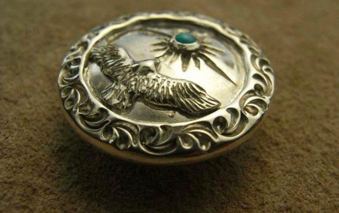 シルバー925コンチョ　イーグル　ターコイズ　ハンドメイドコンチョ　ハンドメイド