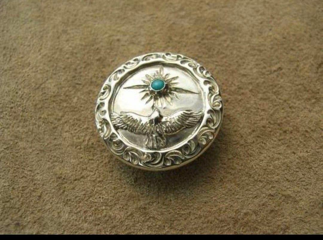 シルバー925コンチョ　イーグル　ターコイズ　ハンドメイドコンチョ　ハンドメイド