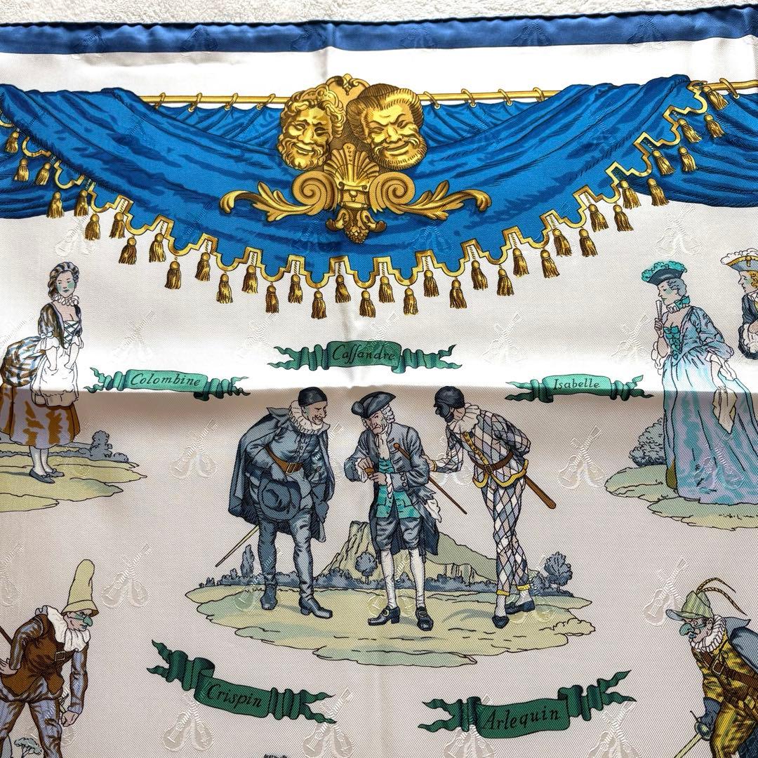 【未使用級•美品】エルメス カレ90 コメディイタリエンヌ シルク スカーフ 箱