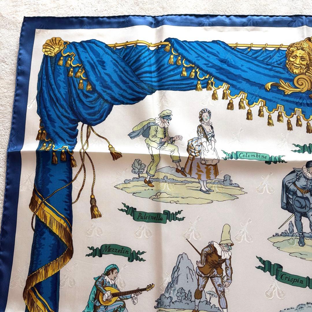 【未使用級•美品】エルメス カレ90 コメディイタリエンヌ シルク スカーフ 箱