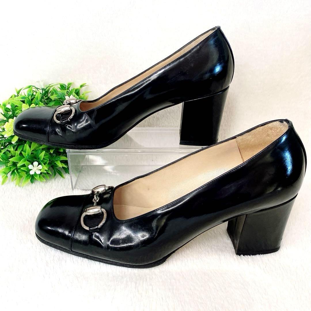 グッチ GUCCI ホースビット エナメル パンプス 8B 25cm相当