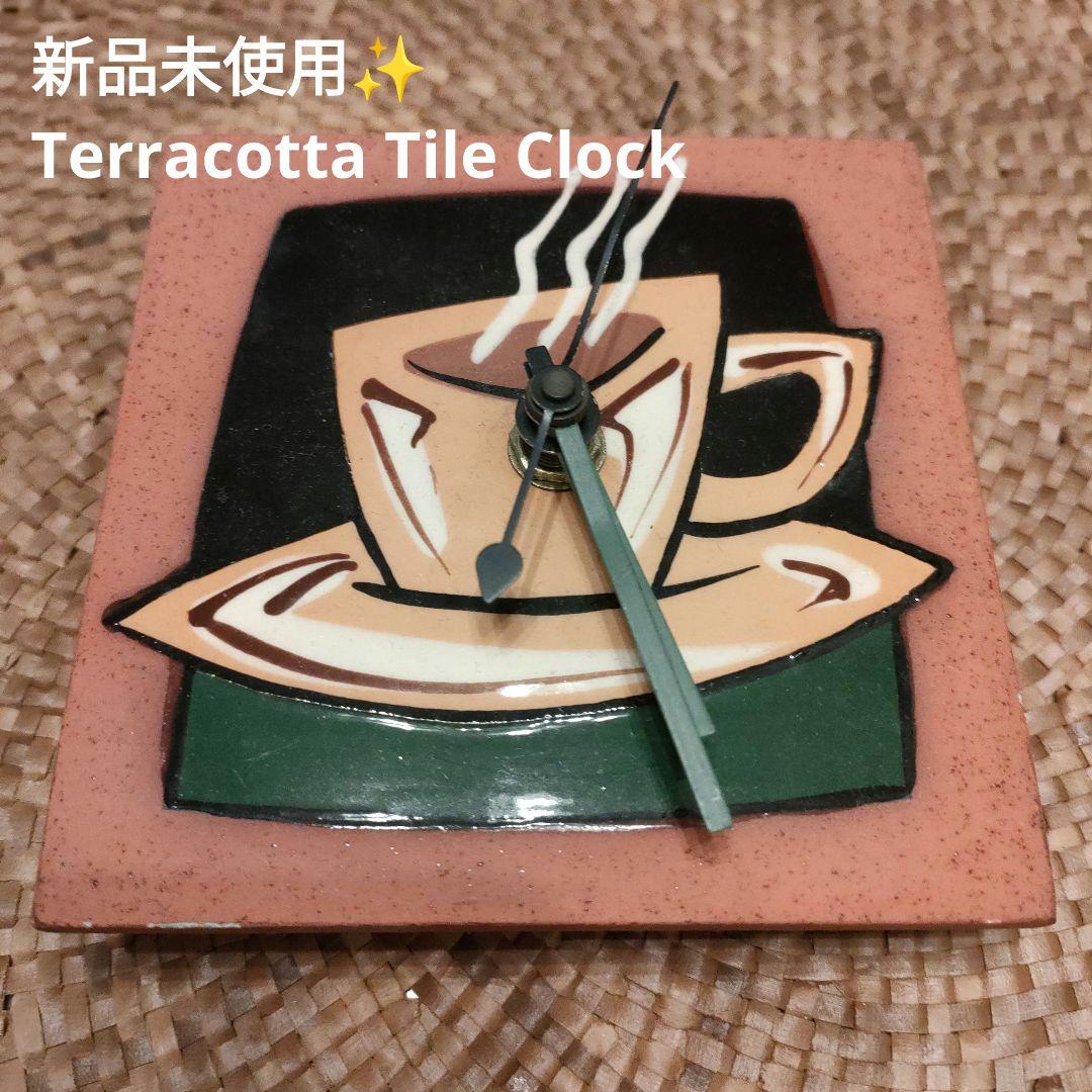 ♥新品 アメリカ アンティーク 置時計 掛時計 タイルクロック テラコッタ