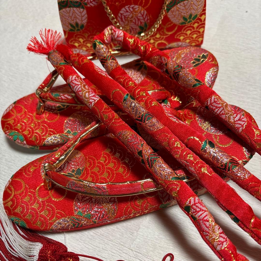 七五三　着物セット　7歳　友禅　部分絞り　赤色