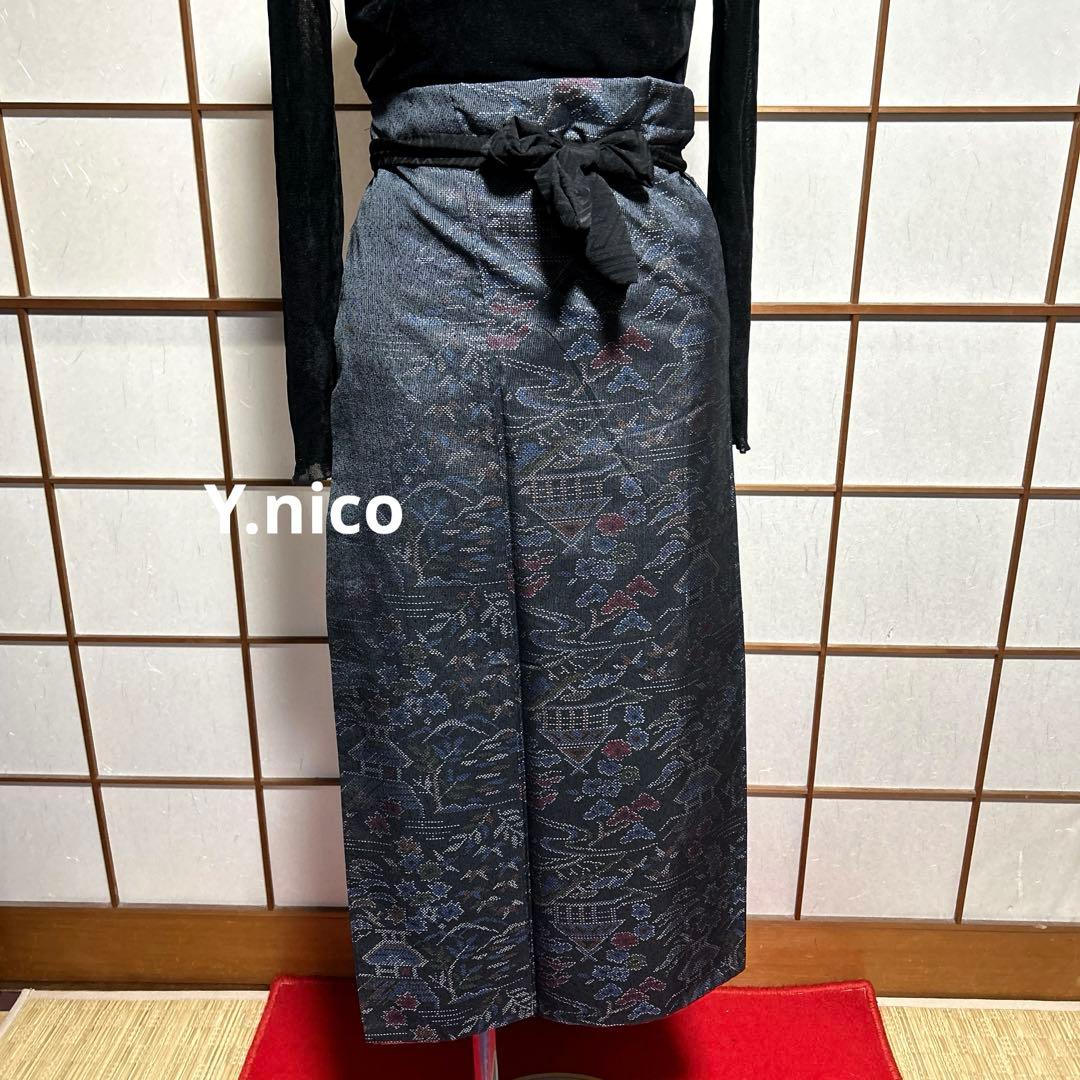 LL 着物リメイク 正絹 紬 簡単二部式巻スカセットアップ