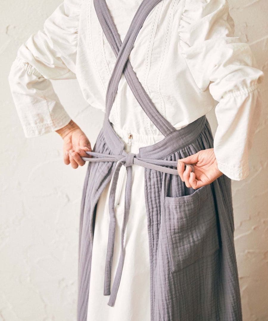 パセリ(Parsley ) コットンガーゼエプロン　グレー