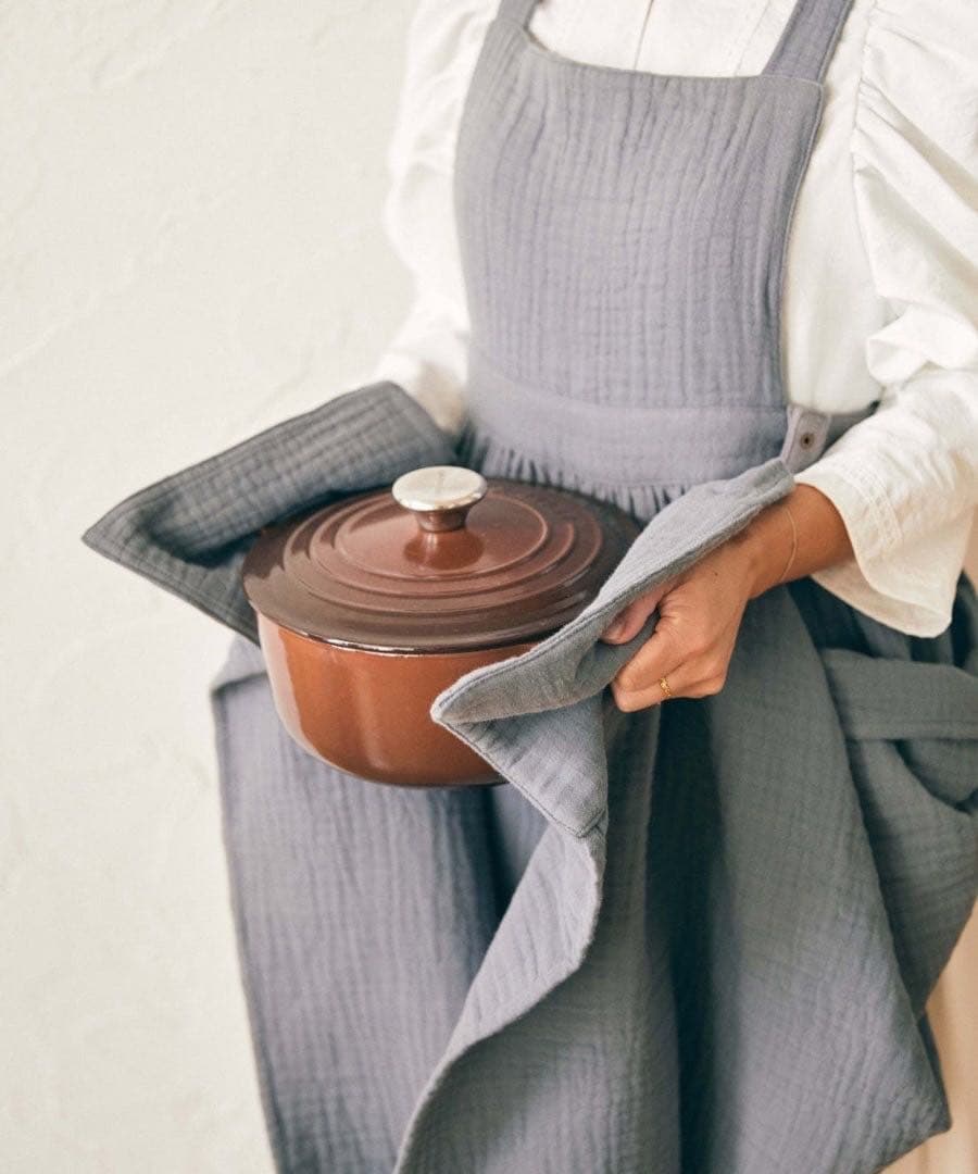 パセリ(Parsley ) コットンガーゼエプロン　グレー