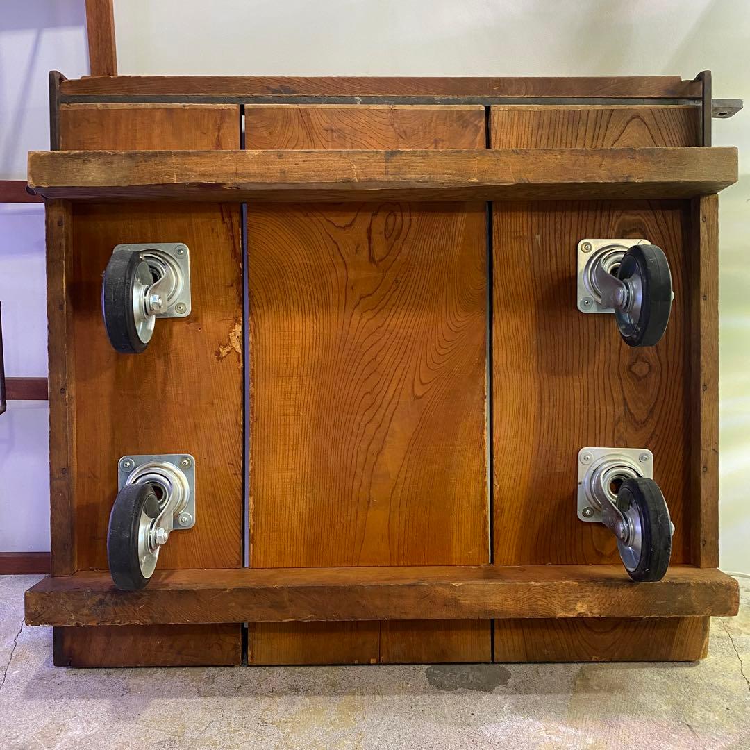 欅材ローテーブル キャスター付き 展示台 アンティーク