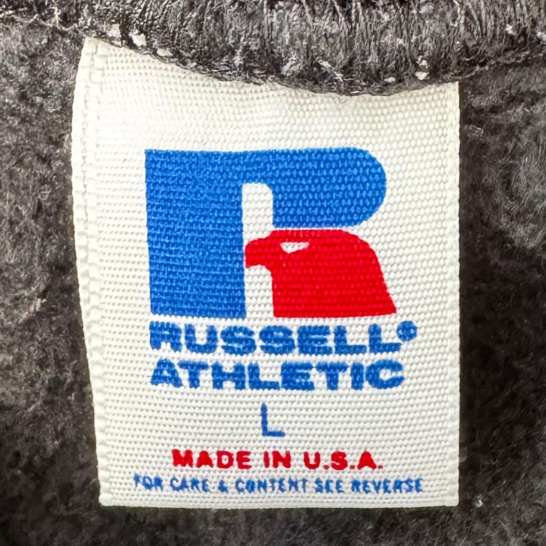 90s ラッセル パーカー ハーフボタン フェードブラック 無地 USA製