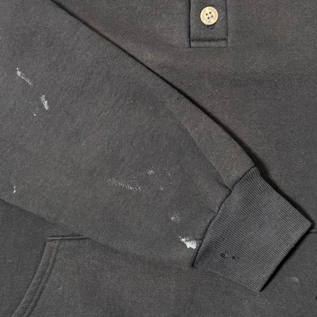 90s ラッセル パーカー ハーフボタン フェードブラック 無地 USA製