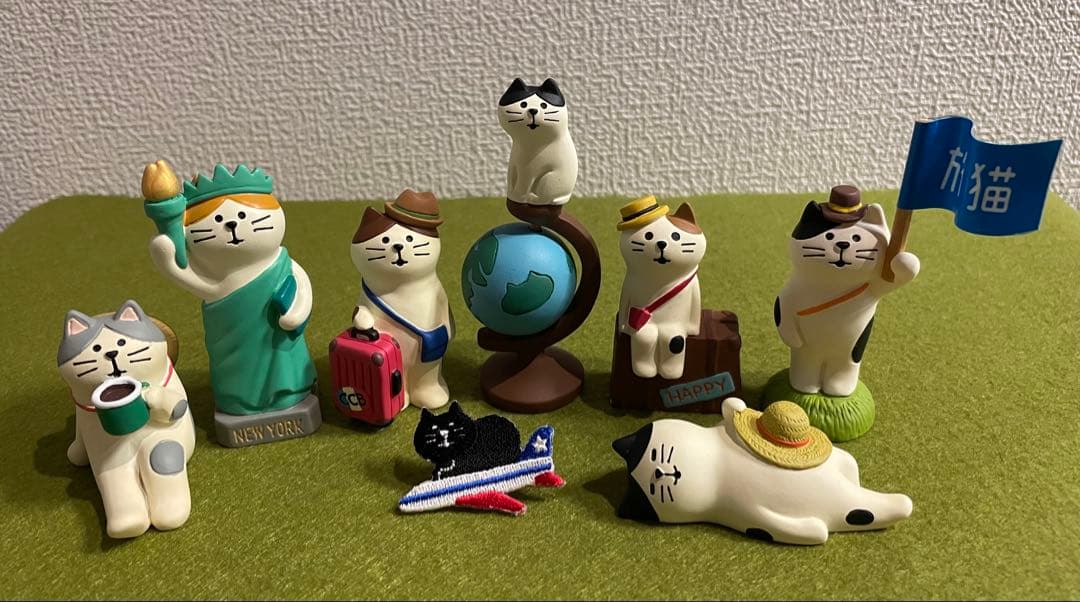 コンコンブル 三毛猫 サバ猫 ハチワレ スーツケース 地球儀 世界のマスコット