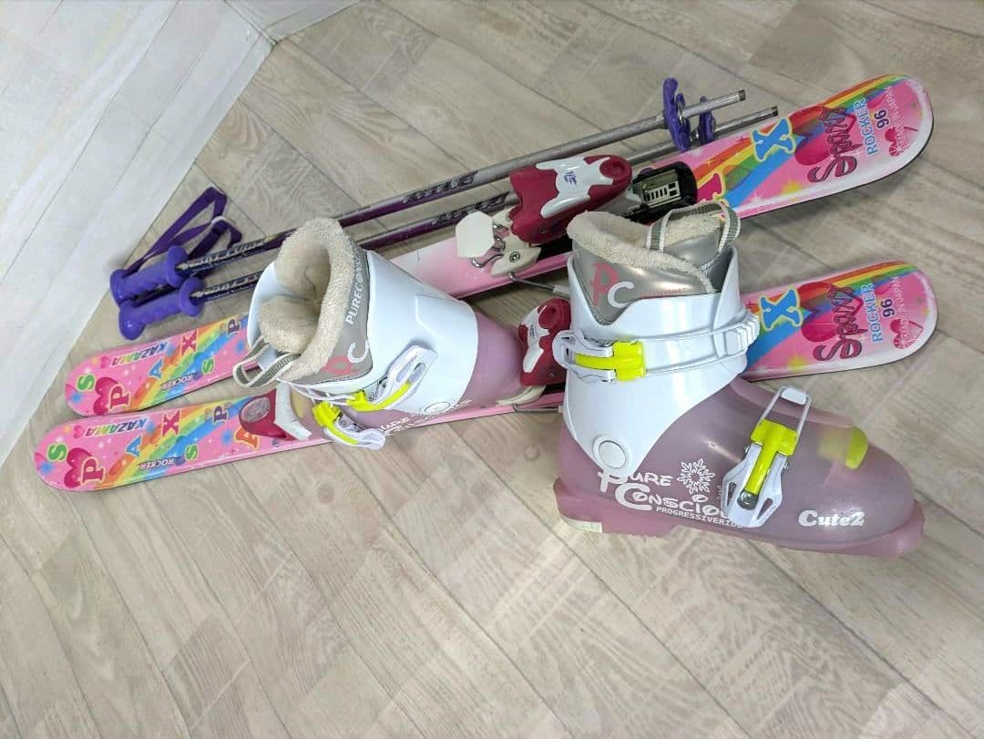 こねずみ　KAZAMA スキー板 ✕ 　ストック　セット