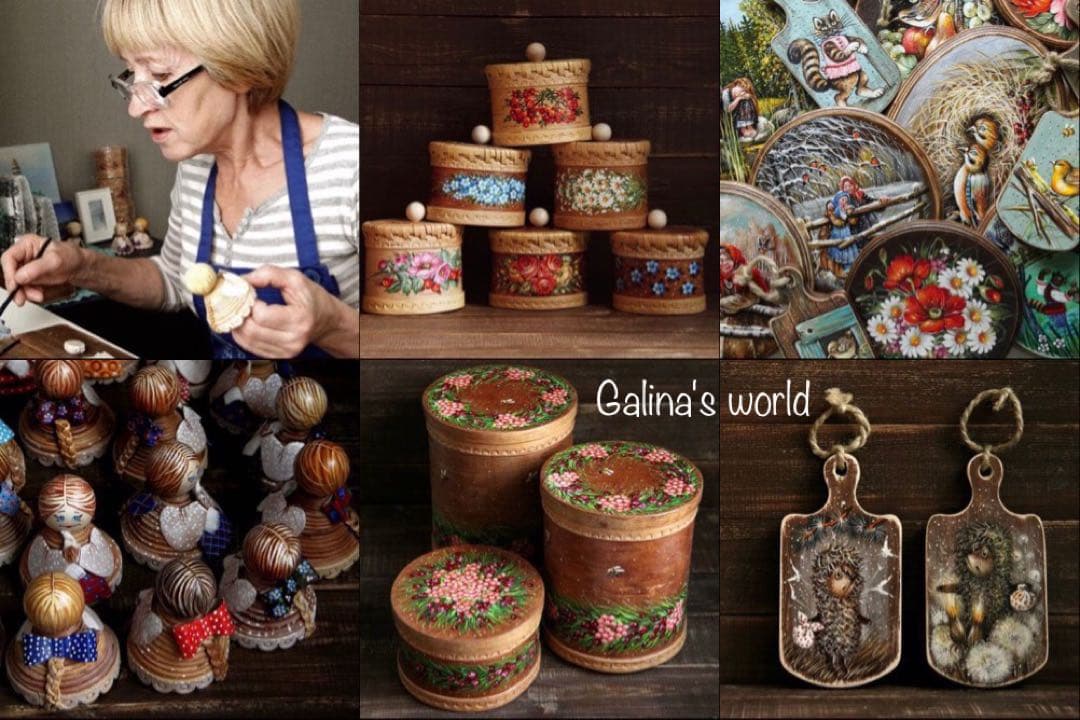 ロシア雑貨☆ベレスタ 白樺収納box ラウンド型 ガマズミ マトリョーシカ