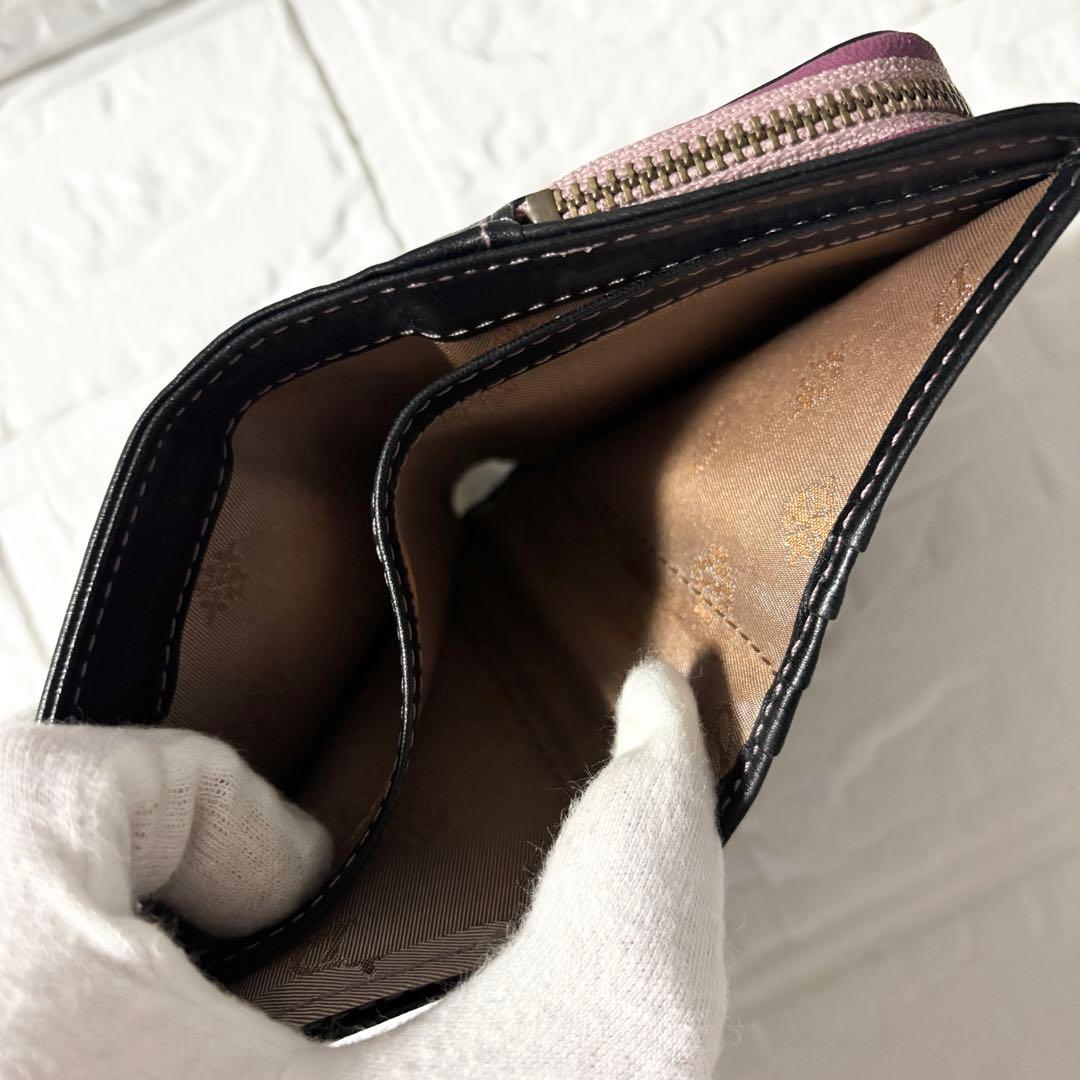 【未使用】 ダコタ レザー L字ファスナー 二つ折り財布 ブロッコ　ブラック