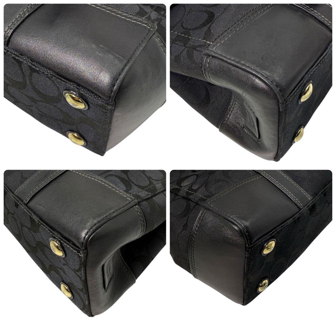 コーチ トートバッグ ターンロック シグネチャー レザー ゴールド金具 黒