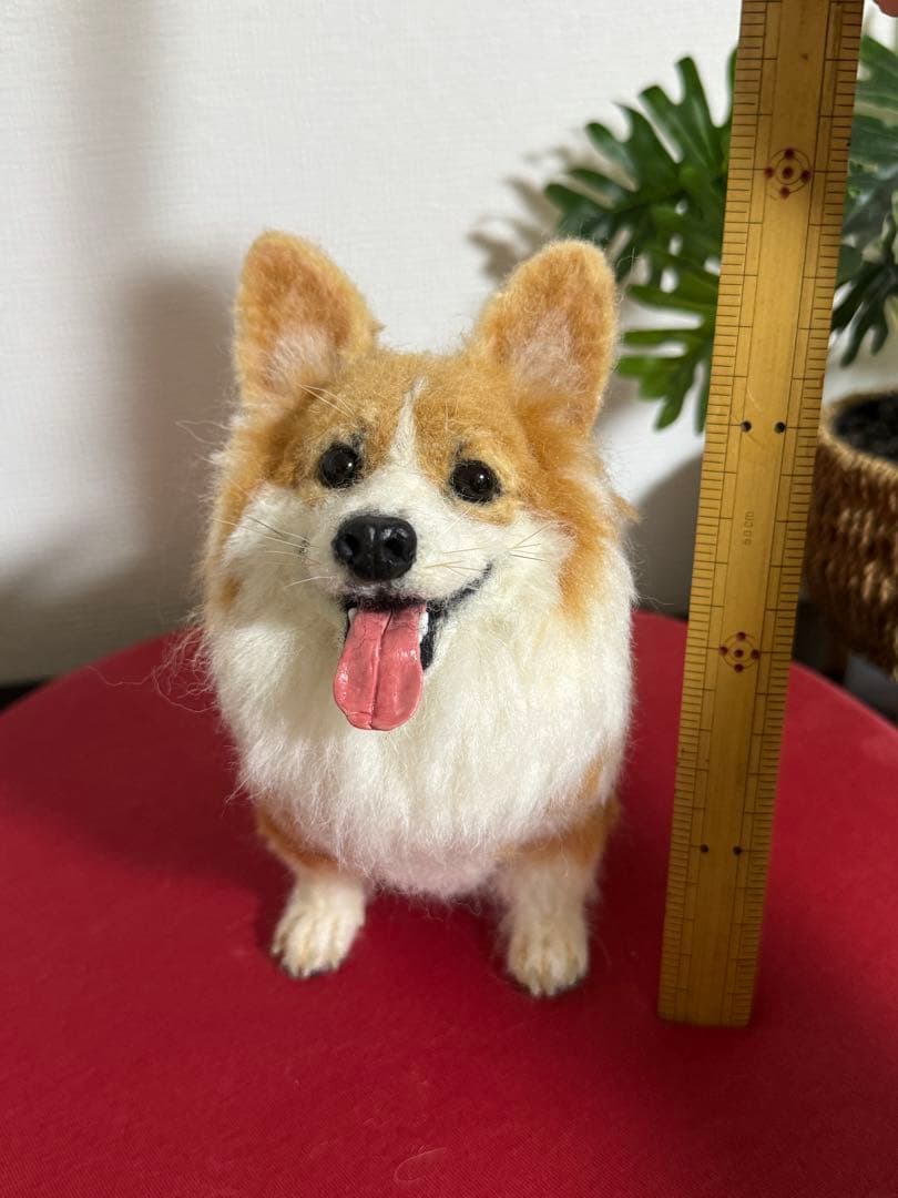 週末値引き！わたわたペット　羊毛フェルト作品　笑顔のコーギー　『一緒に遊ぼうよ』