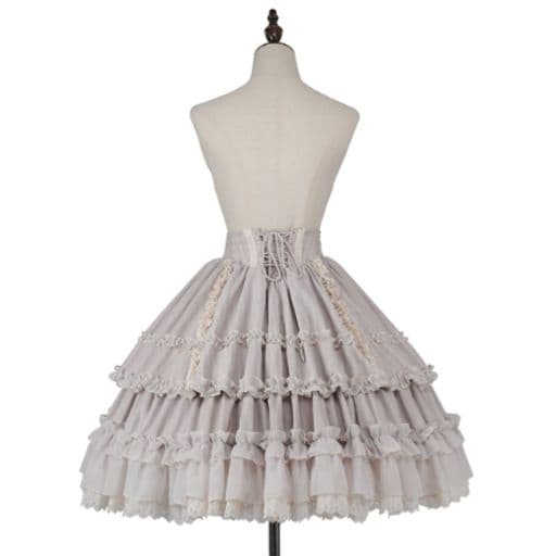 星箱works オースティン ストライプ柄 レースフリル スカート 生成