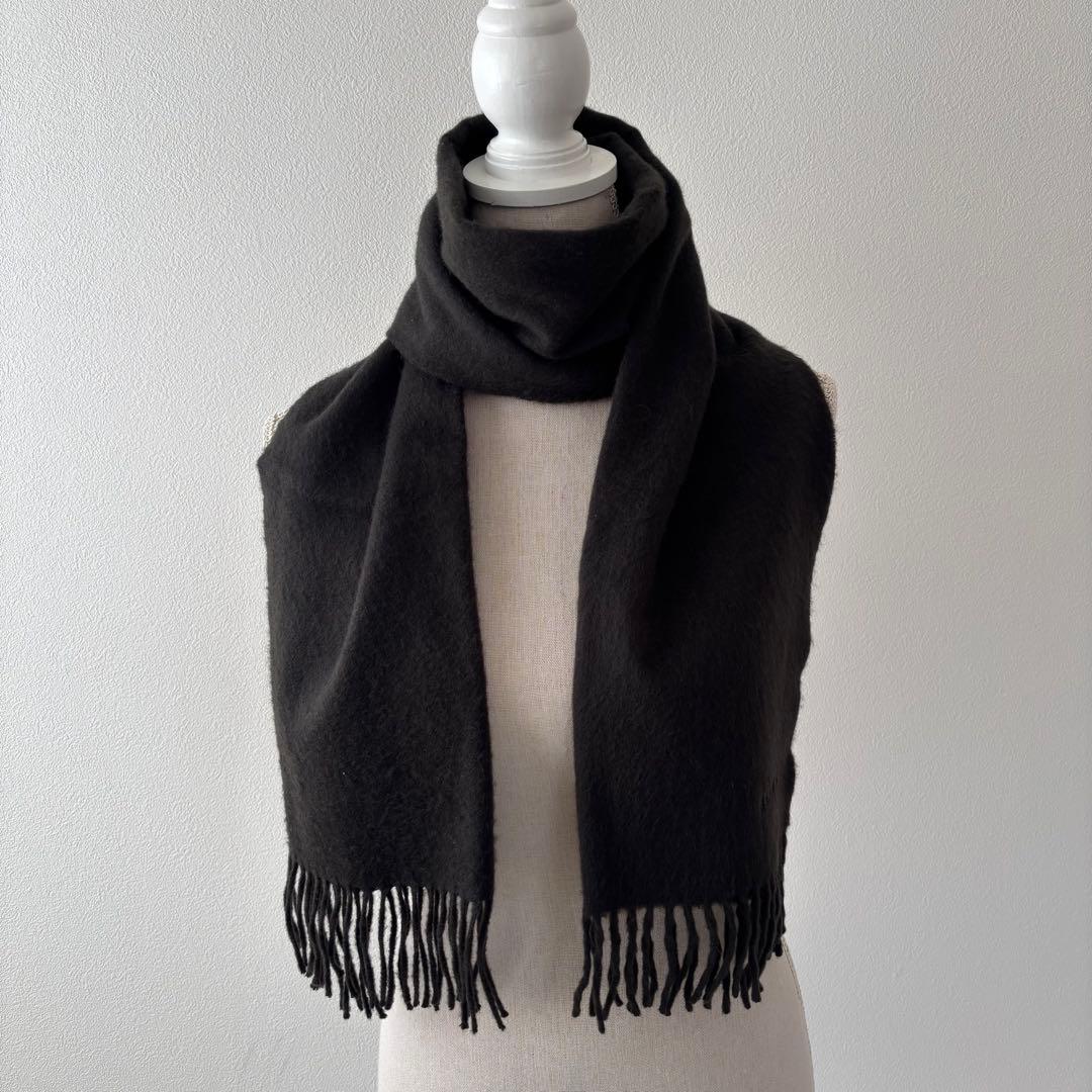 HERMES エルメス カシミヤ100 マフラー ブラック 男女兼用 無地