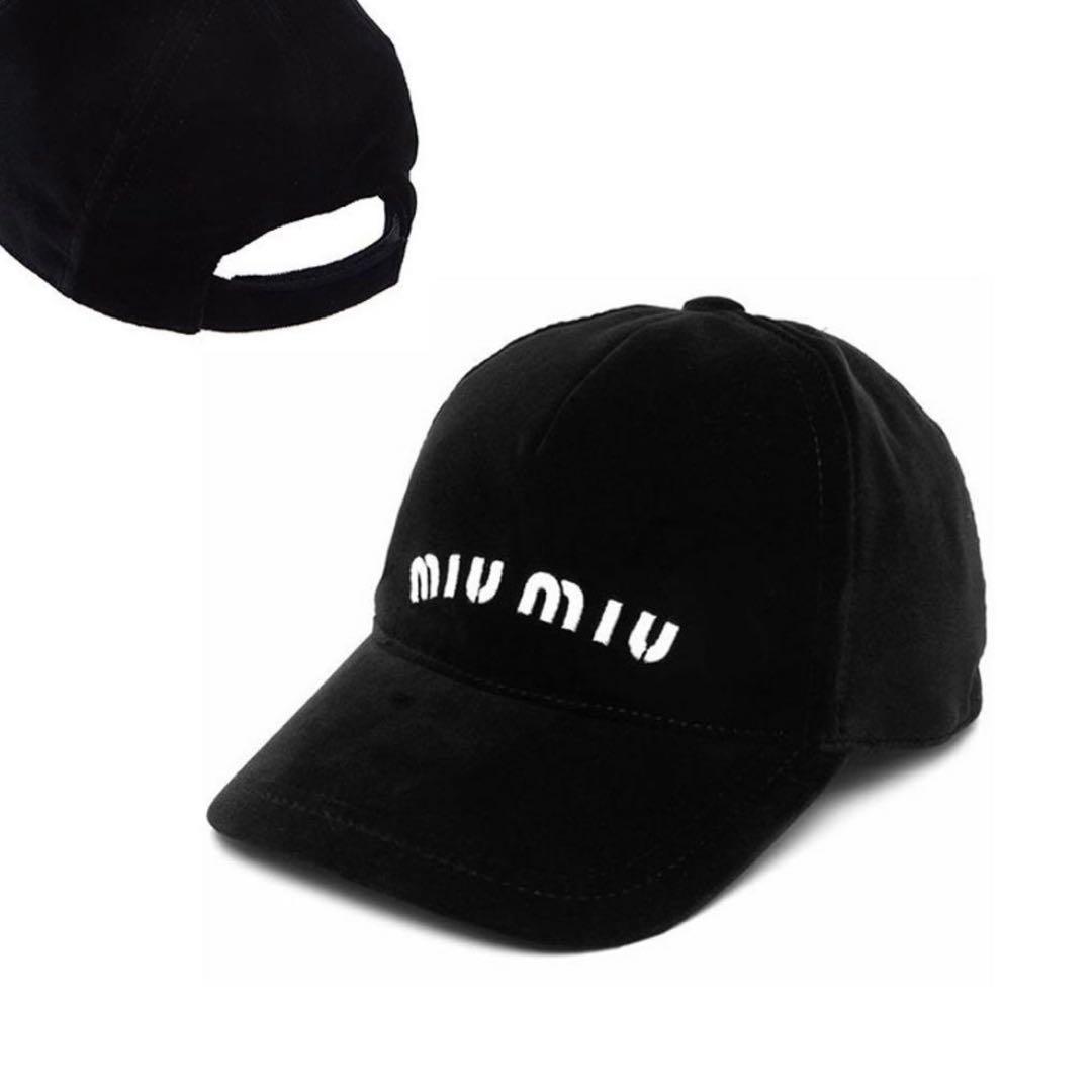 miumiu ミュウミュウ ベロア ブラック 黒 ベースボールキャップ 帽子