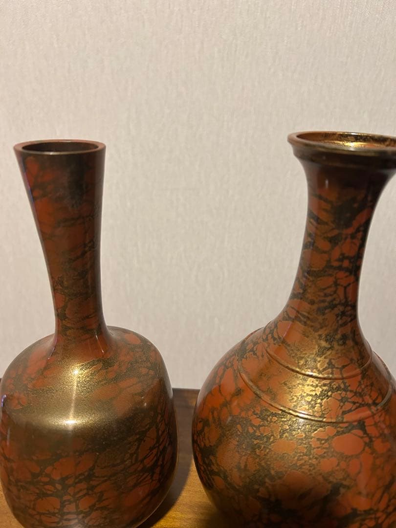金属製花瓶 2個セット 赤銅色