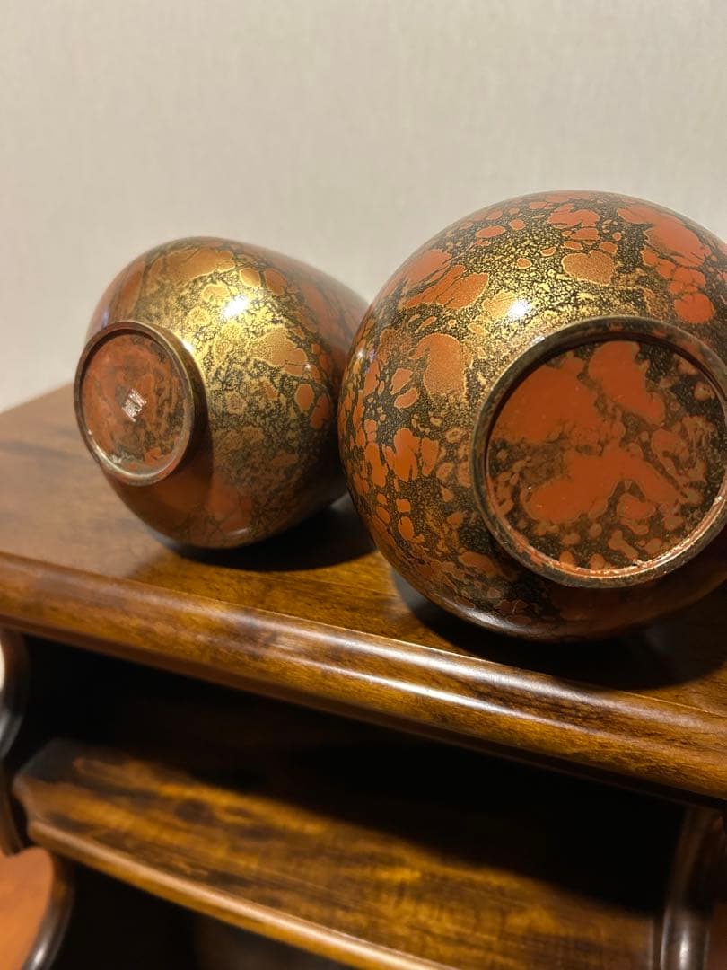 金属製花瓶 2個セット 赤銅色