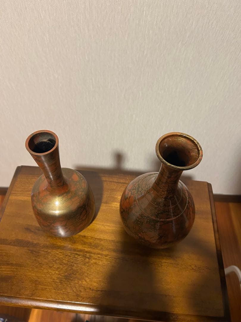 金属製花瓶 2個セット 赤銅色