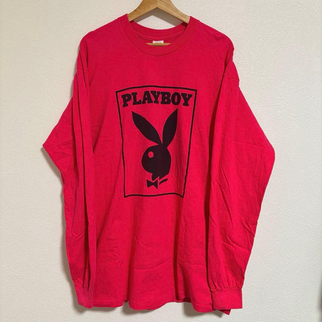 80s〜90s PLAYBOY ピンク ヴィンテージ ロンT sizeXXL