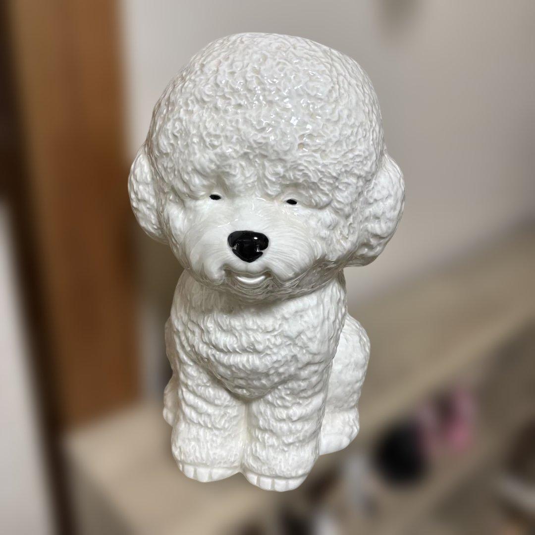 期間限定出品　ホワイトプードル陶器製　花瓶