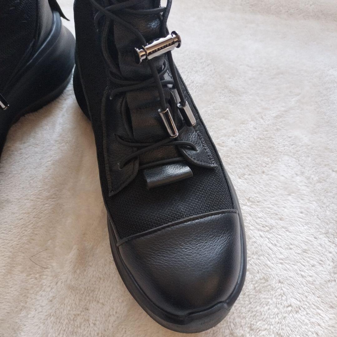 PRIDE 2024Sneakers ブラックMサイズレザー厚底メッシュレザー