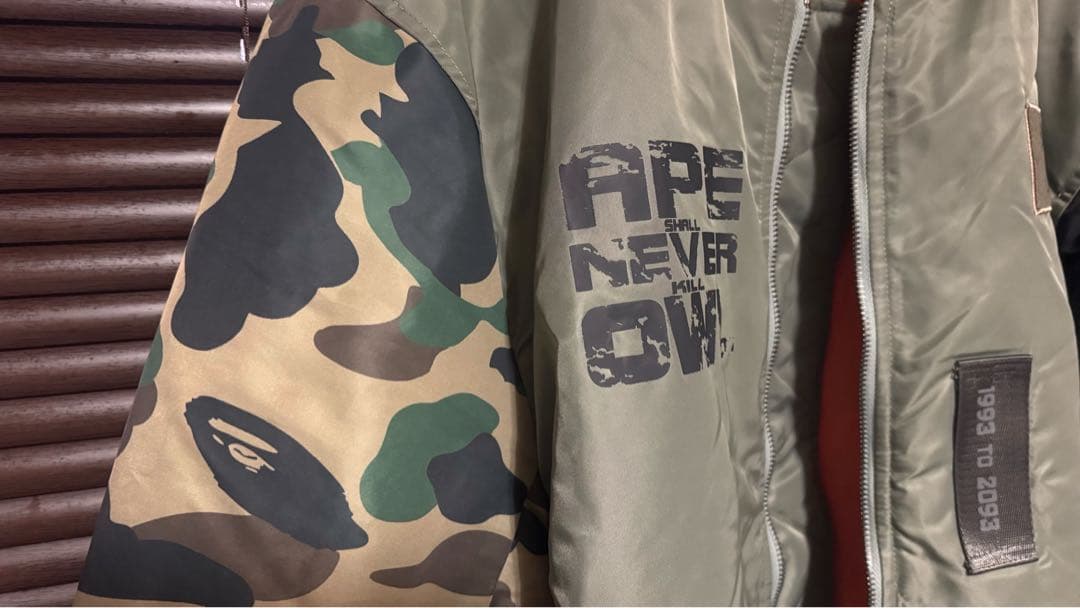 発*す様 22AW BAPE×OVO LOOSE FIT MA-1 OLIVE