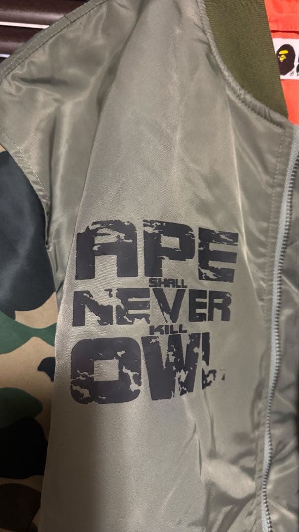 発*す様 22AW BAPE×OVO LOOSE FIT MA-1 OLIVE