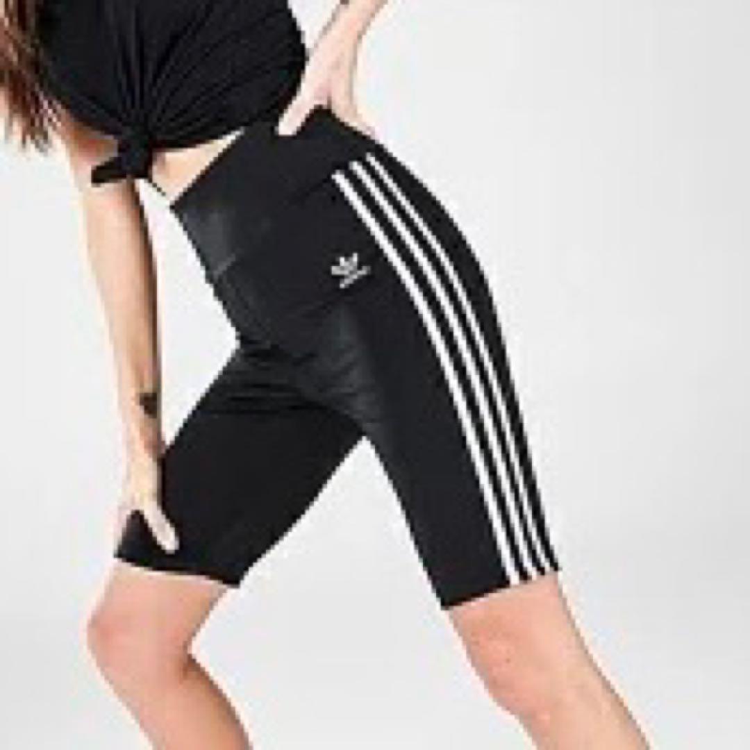 新品☆adidas 2XOTサイズ ショート レギンス 3ストライプ 黒