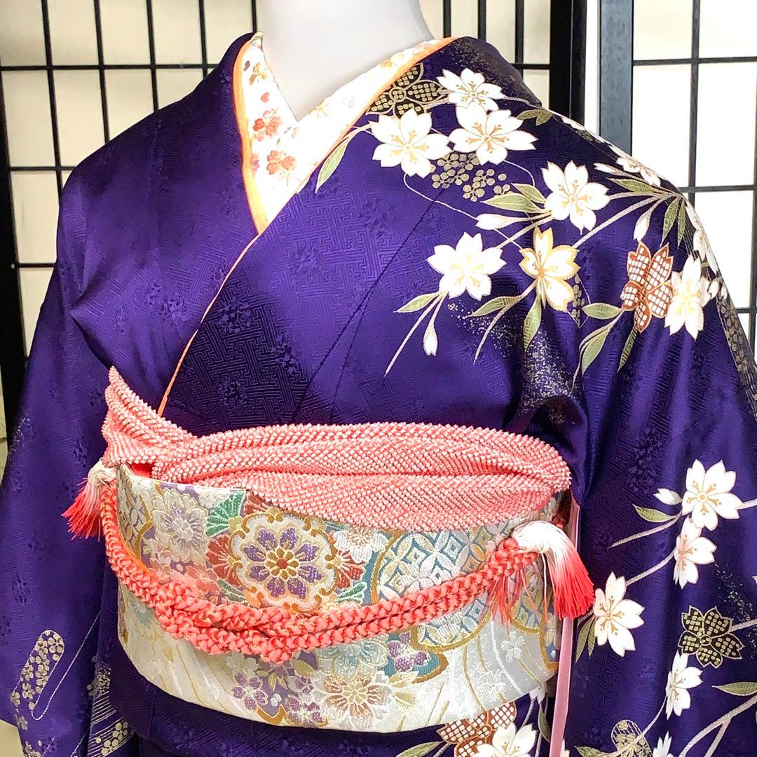 ロ*ズ様 【未使用級】振袖　6点セット やまと誂製　桜柄 　正絹　身丈161cm