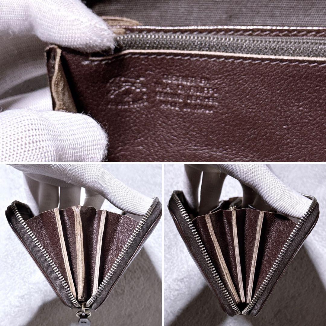 【美品】イルビゾンテ オーガナイザー 長財布 ラウンド 型押し ブラウン