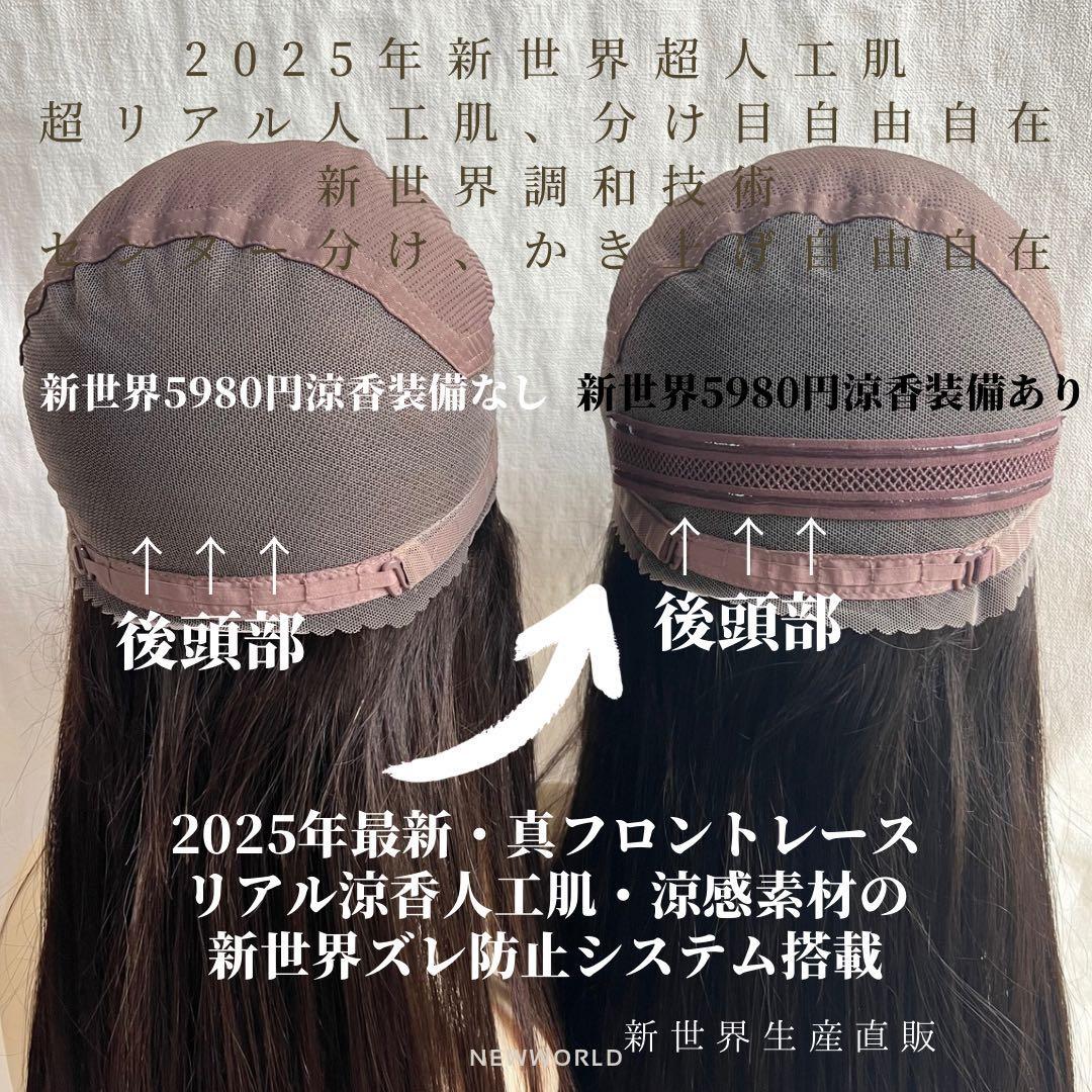 真2025新世界　人毛100%ウィッグ　フルウィッグ　シルクスキン　医療ウィッグ
