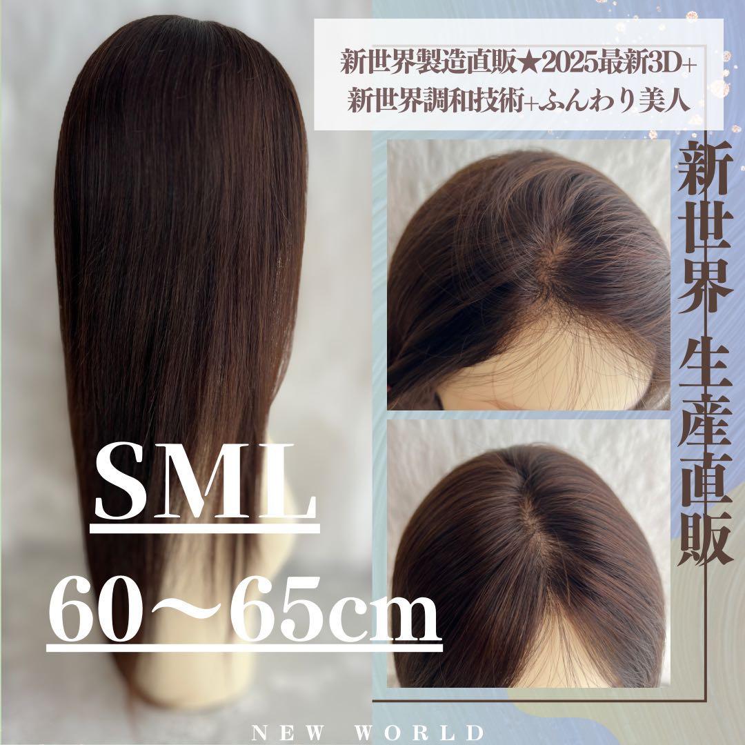 真2025新世界　人毛100%ウィッグ　フルウィッグ　シルクスキン　医療ウィッグ