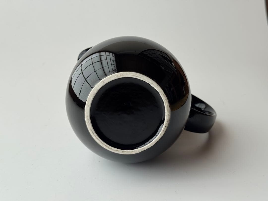 ヴィンテージ ブラック陶器 水差し 花瓶 昭和レトロ