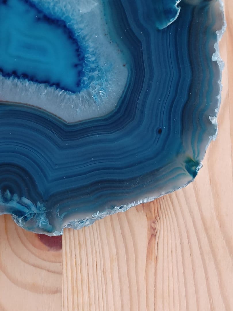 アゲートの青色置物　ブルーメノウ　輪切り