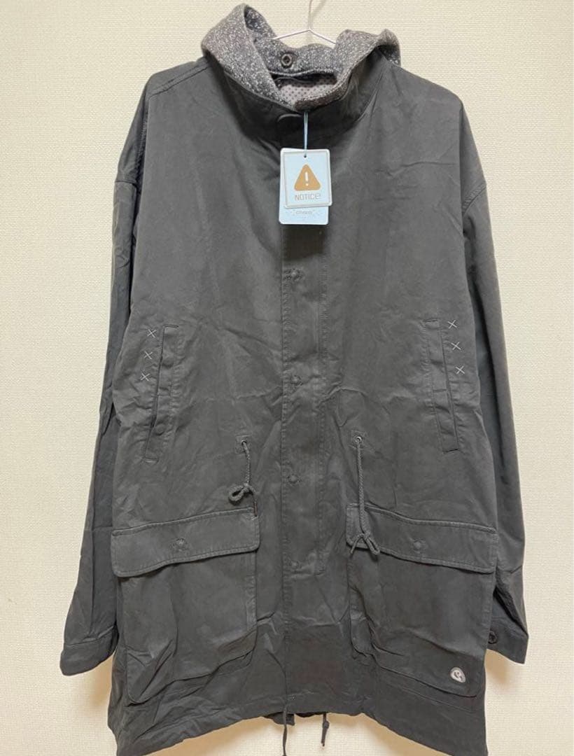 Coyseio ダークグレー フード付きロングコート