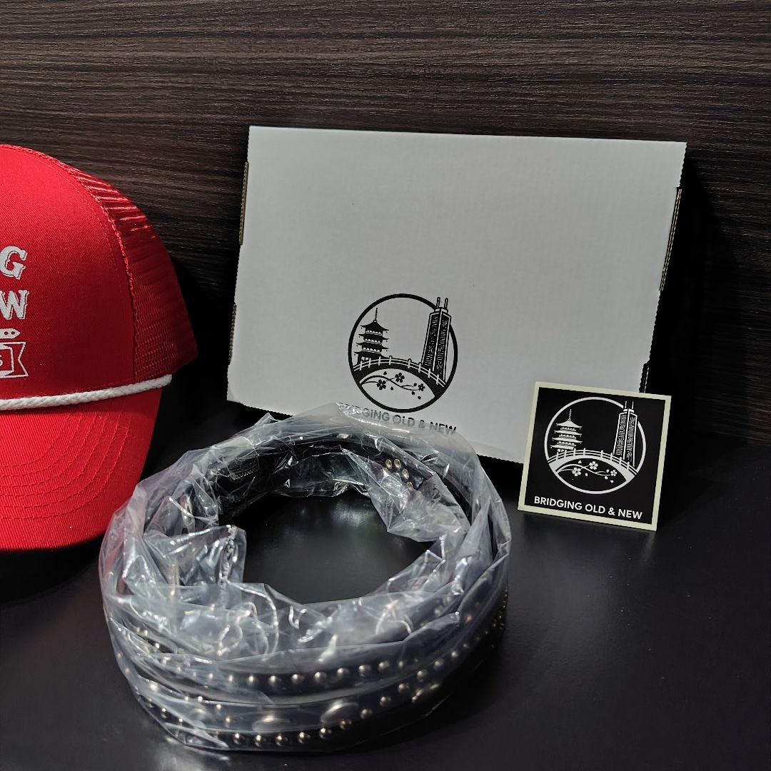 クロス赤青■本革レザーフルスタッズナローベルト☆ヴィンテージアメカジ古着キムタク