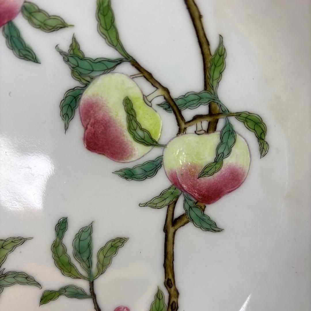 中国美術 　壽桃 皿 清時代