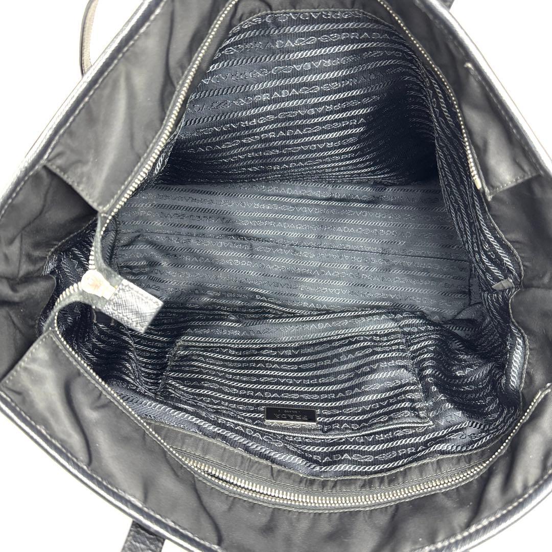 美品✨ PRADA プラダ ナイロン トートバッグ A4 PC収納 黒 レザー