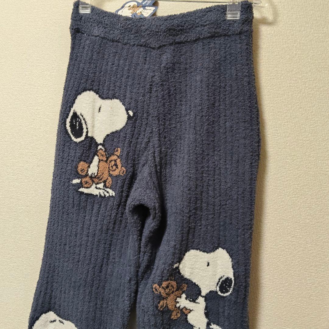 ジェラピケ SNOOPY コラボ テディベア もこもこ ロング パンツ 紺 新品