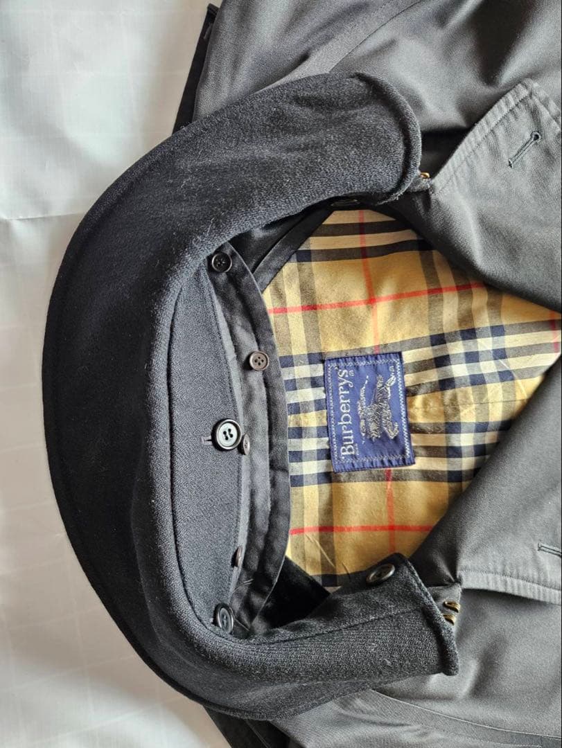 ★バーバリー★メンズブラック ダブルブレスト トレンチコート古着　アメリカ購入品