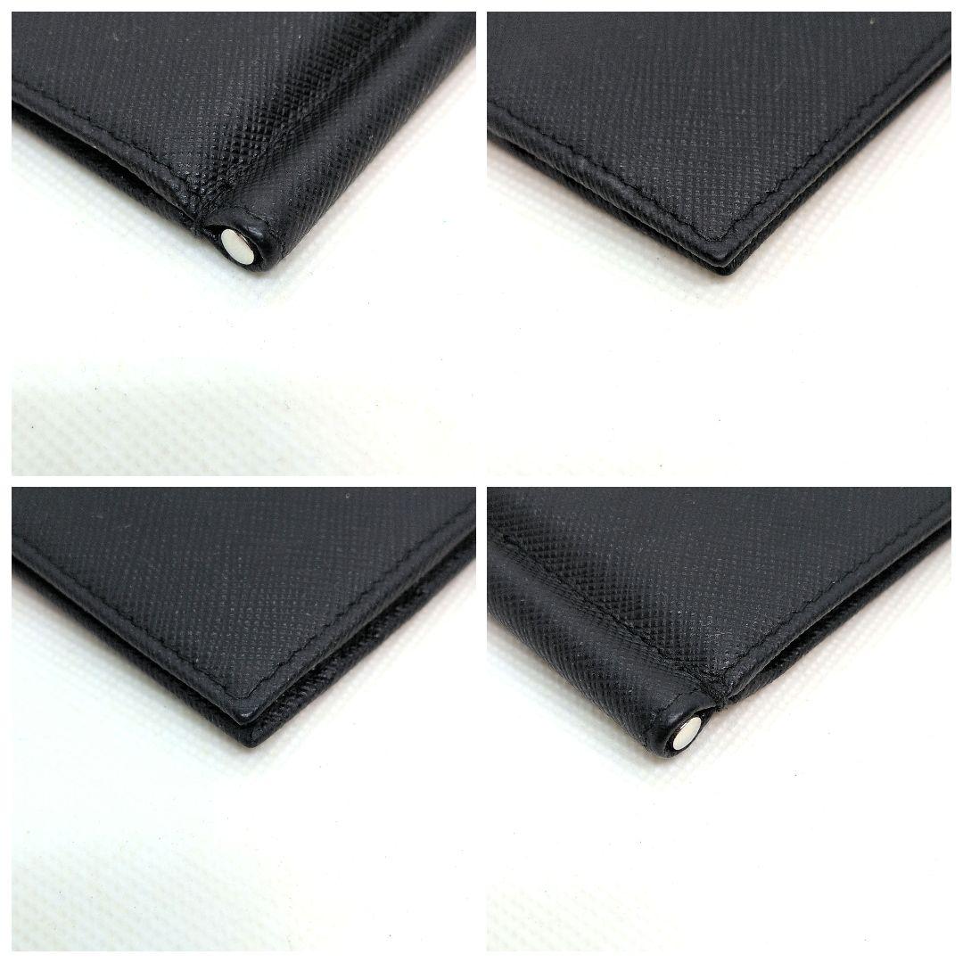 【現行 RFID搭載 極美品】プラダ　マネークリップ　二つ折り　サフィアーノ　黒