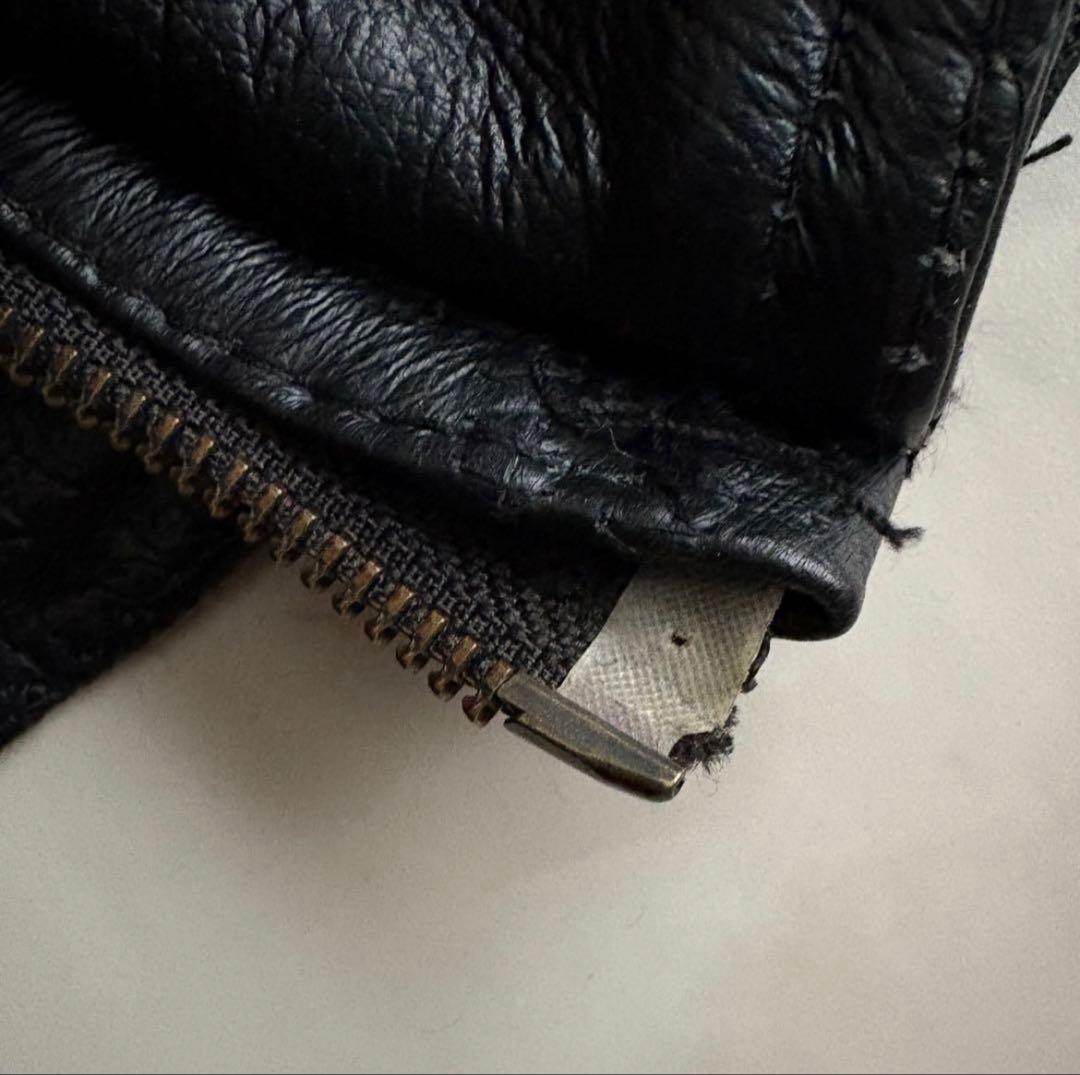 90s vintage レザーパッチワークボンバージャケット 黒My2k