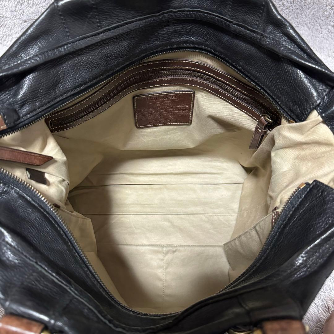 美品★コーチ ハリソン レザー トートバッグ シボ革 メンズ ブラック