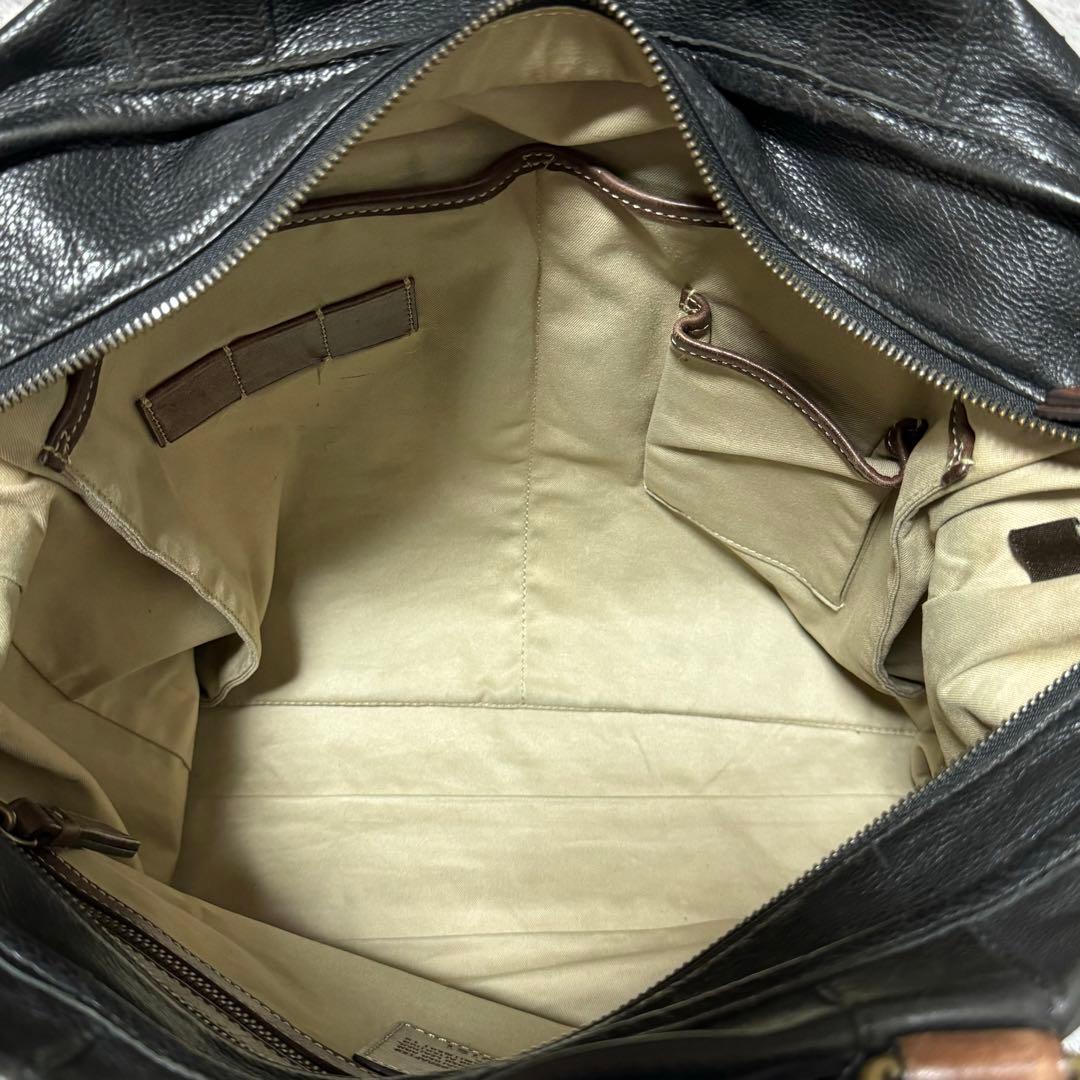 美品★コーチ ハリソン レザー トートバッグ シボ革 メンズ ブラック